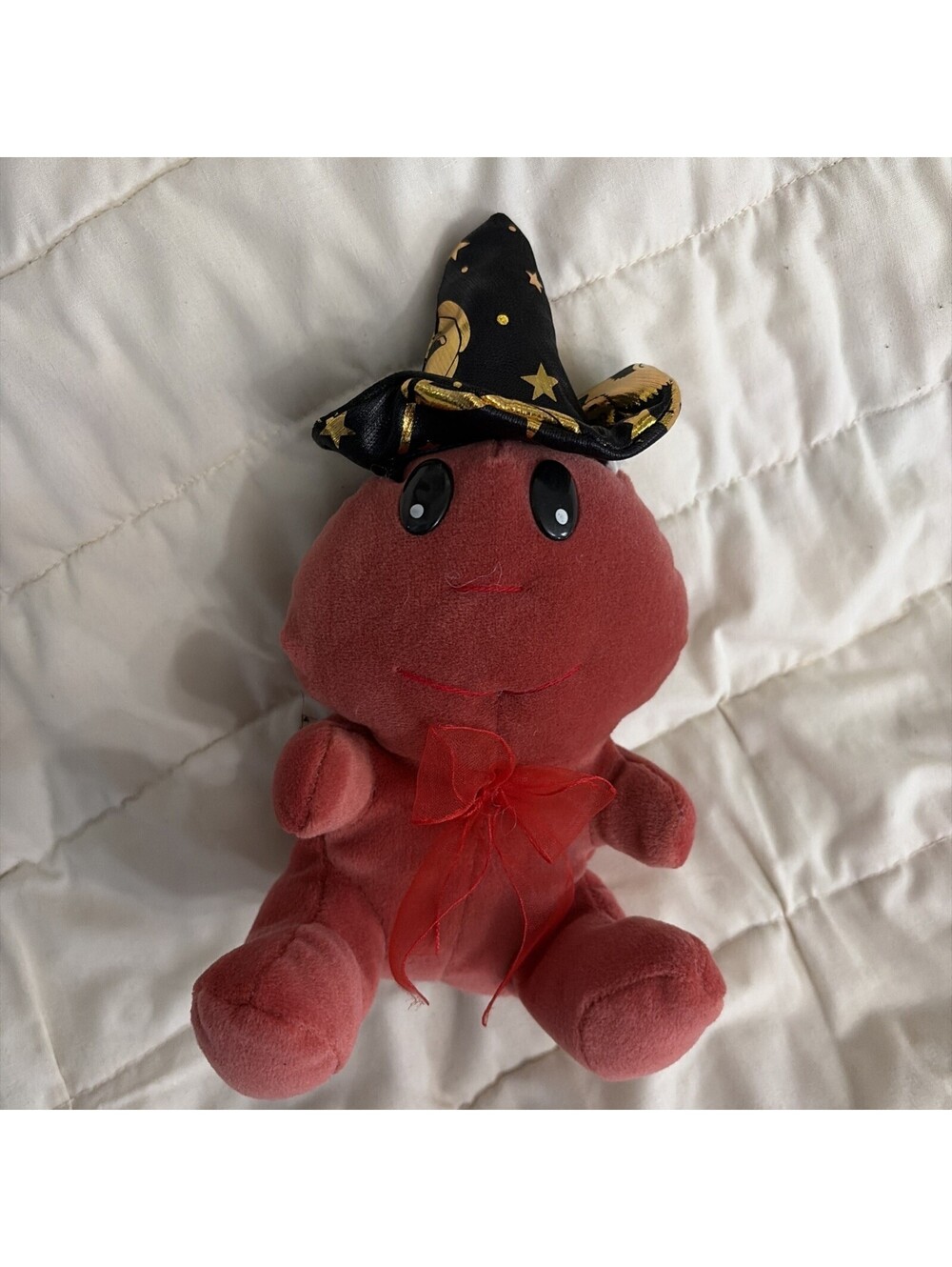 1990s Dan Dee "Tickle Tickle Wiggle Wiggle" red smiley-face plush toy